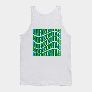 Horizontal Waves Typography (Blue Green) Tank Top